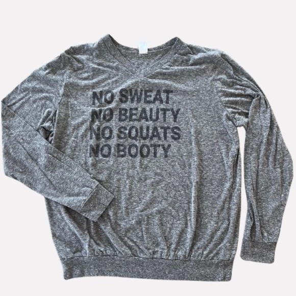 No Sweat No Beauty No Squats No Booty V-neck Work out top Size - Picture 1 of 6